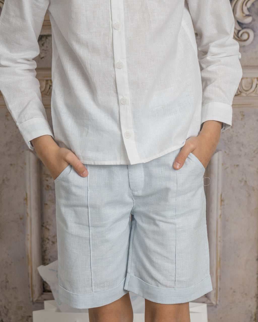 Charlotte Baby Blue Boys' Button Down Shirt - Petite Maison Kids