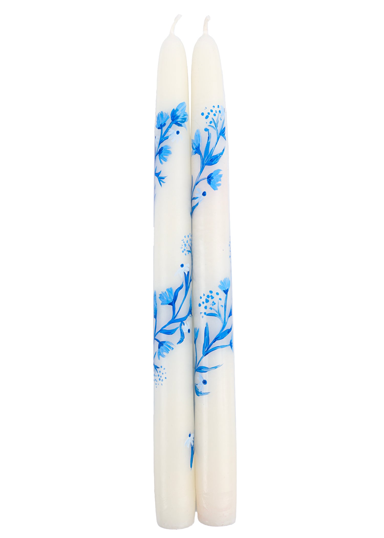 Blue and White Climbing Vine Taper Candles Set of Two