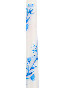 Blue and White Climbing Vine Taper Candles Set of Two