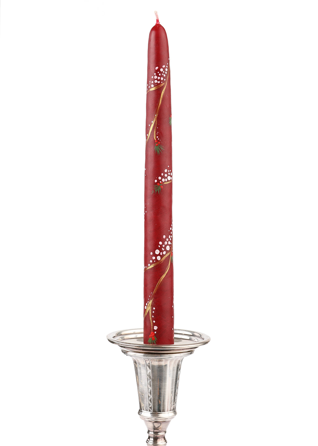 Festive Snowy Branches Taper Candles, Set of 2