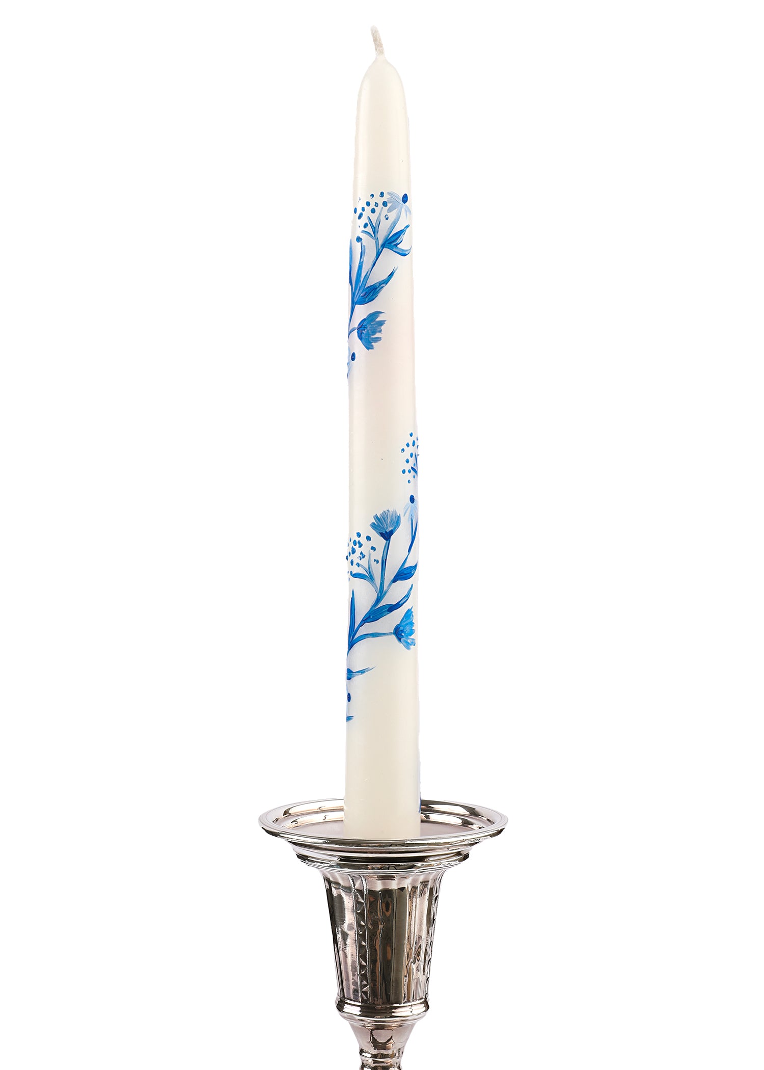 Blue and White Climbing Vine Taper Candles Set of Two