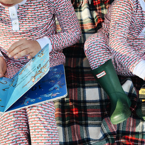 Christmas Tree Stripe Two-Piece Kids Henley Pajamas