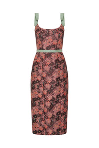 Acacia Burgundy Floral Brocade Corset Dress
