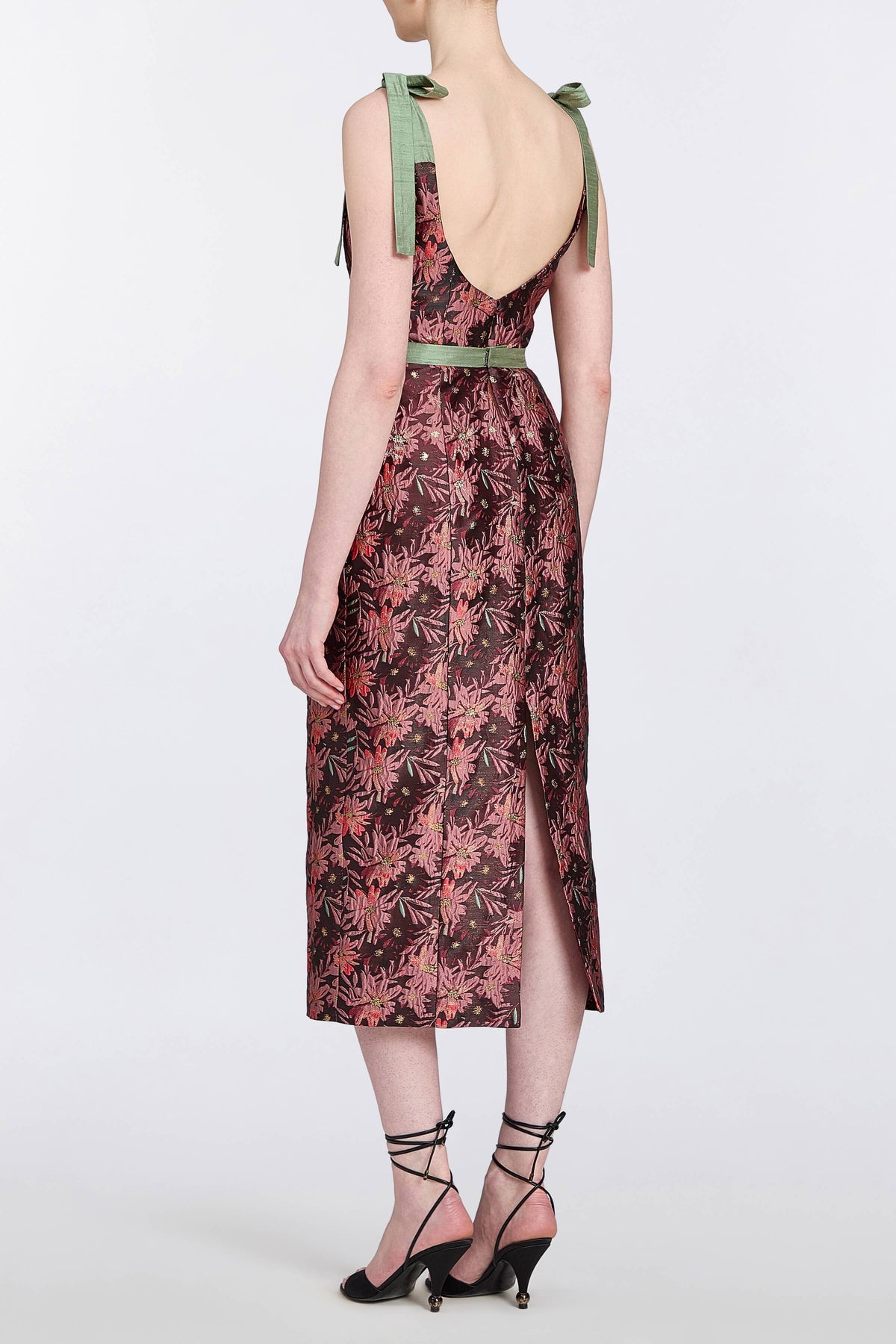 Acacia Burgundy Floral Brocade Corset Dress