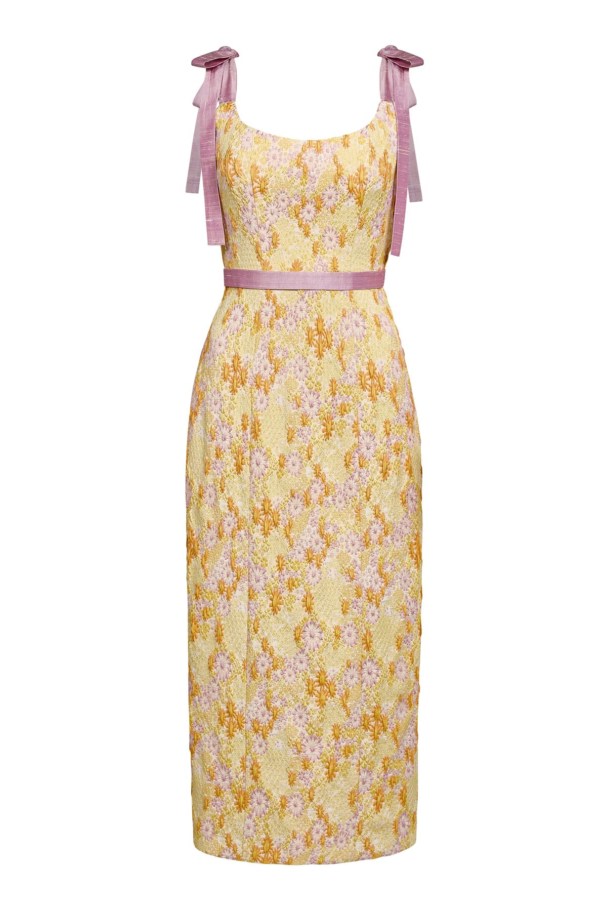 Acacia Belted Daisy Brocade Corset Dress