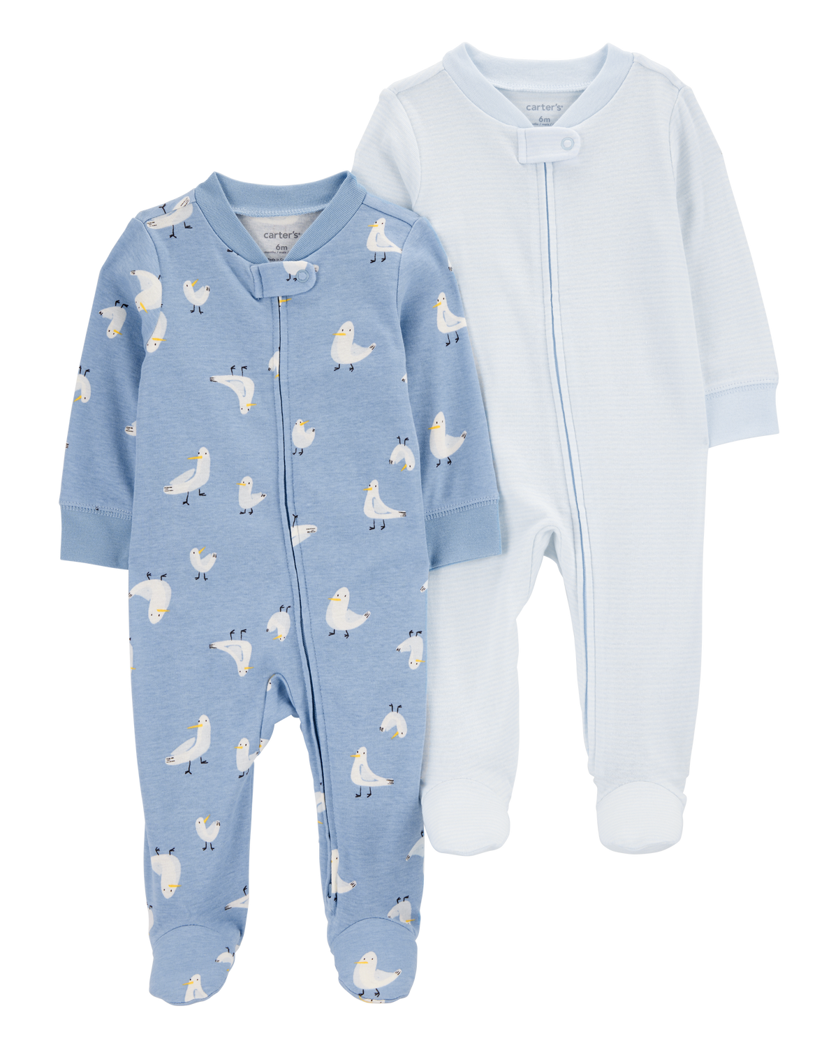Baby 2-Pack Pelican Striped 2-Way Zip Cotton Sleep & Play Pajamas - Blue