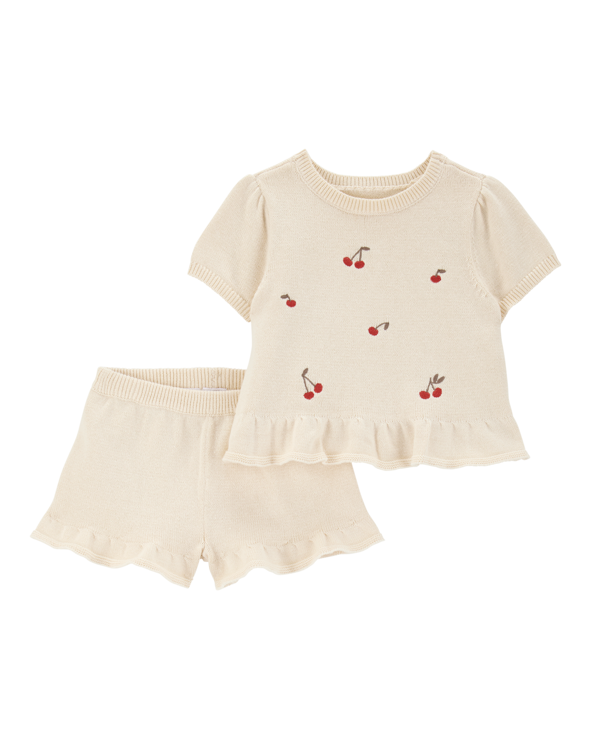 Baby 2-Piece Cherry Peplum Top & Short Set