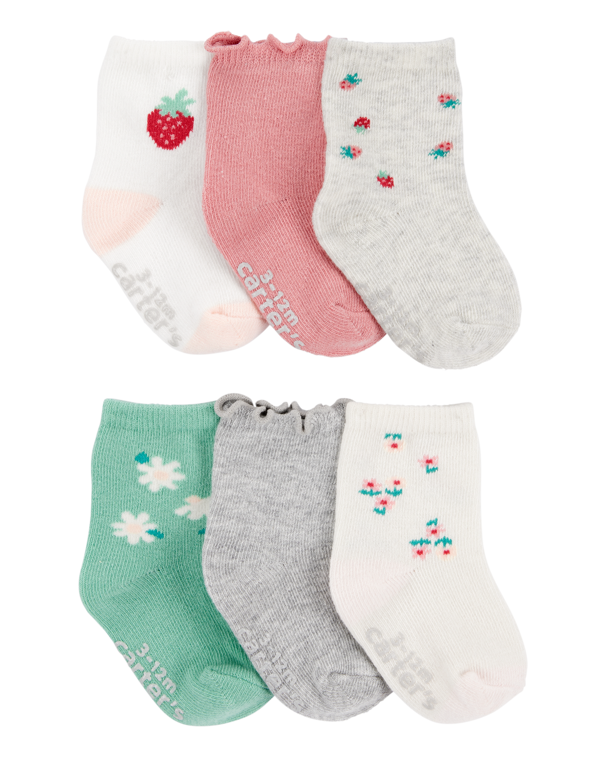 Baby 6-Pack Berry Flower Crew Socks
