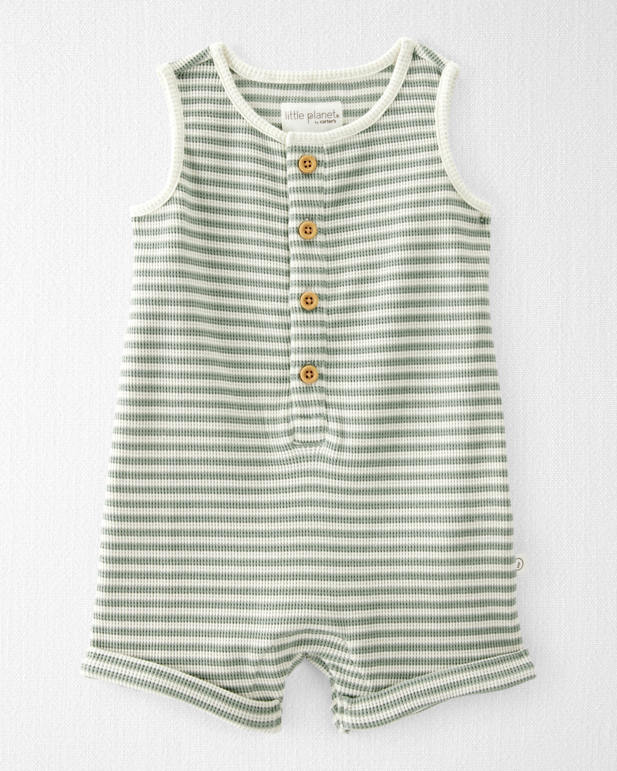 Baby Organic Cotton Waffle Knit Romper in Stripes