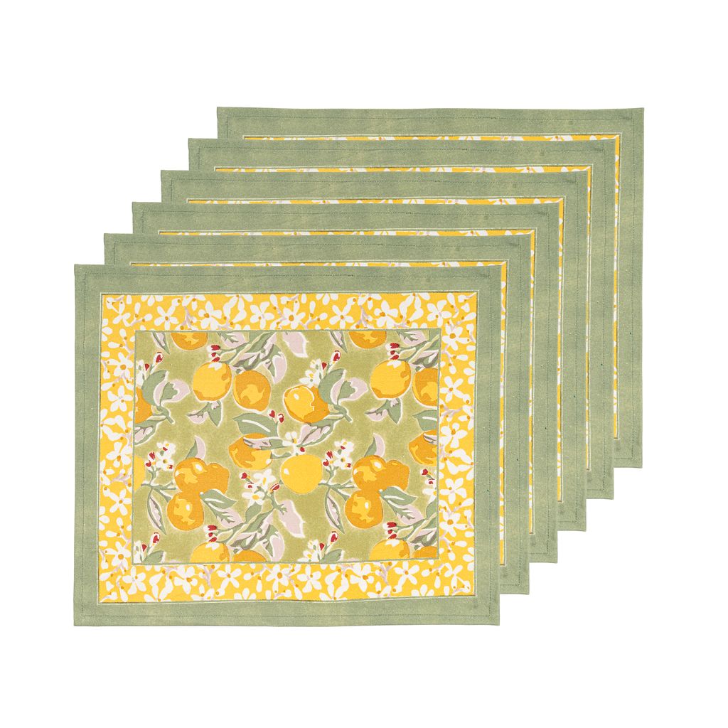 Citron Mats in Vert & Yellow, Set of 6