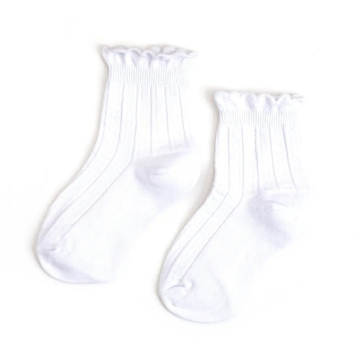 White Scalloped Frill Ankle Socks for girls and toddlers, classic ankle-length socks to coordinate with Henry Duvall’s Fall Collection