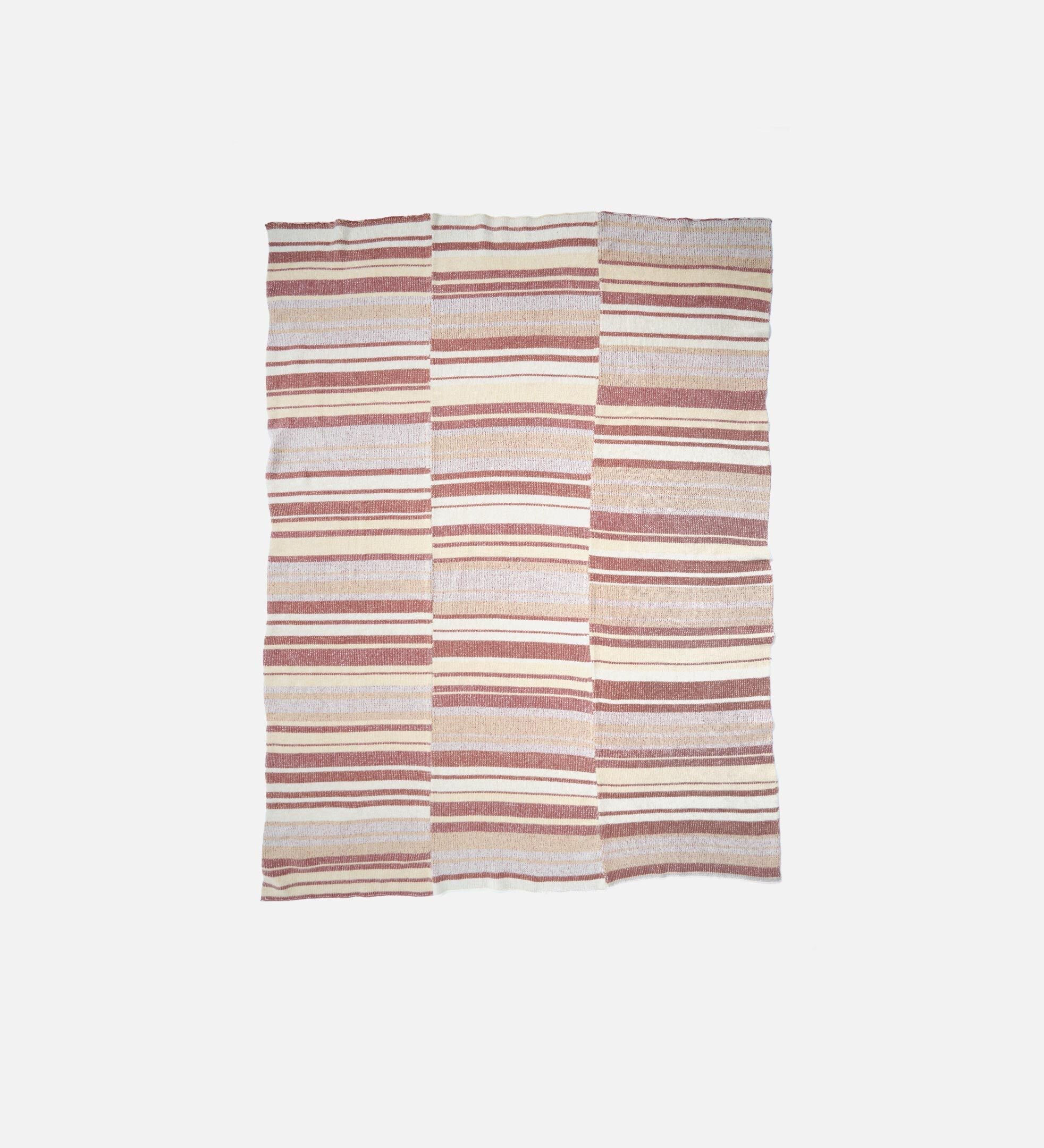 Cashmere Stripe Super Soft Blanket in Hickory & Khaki