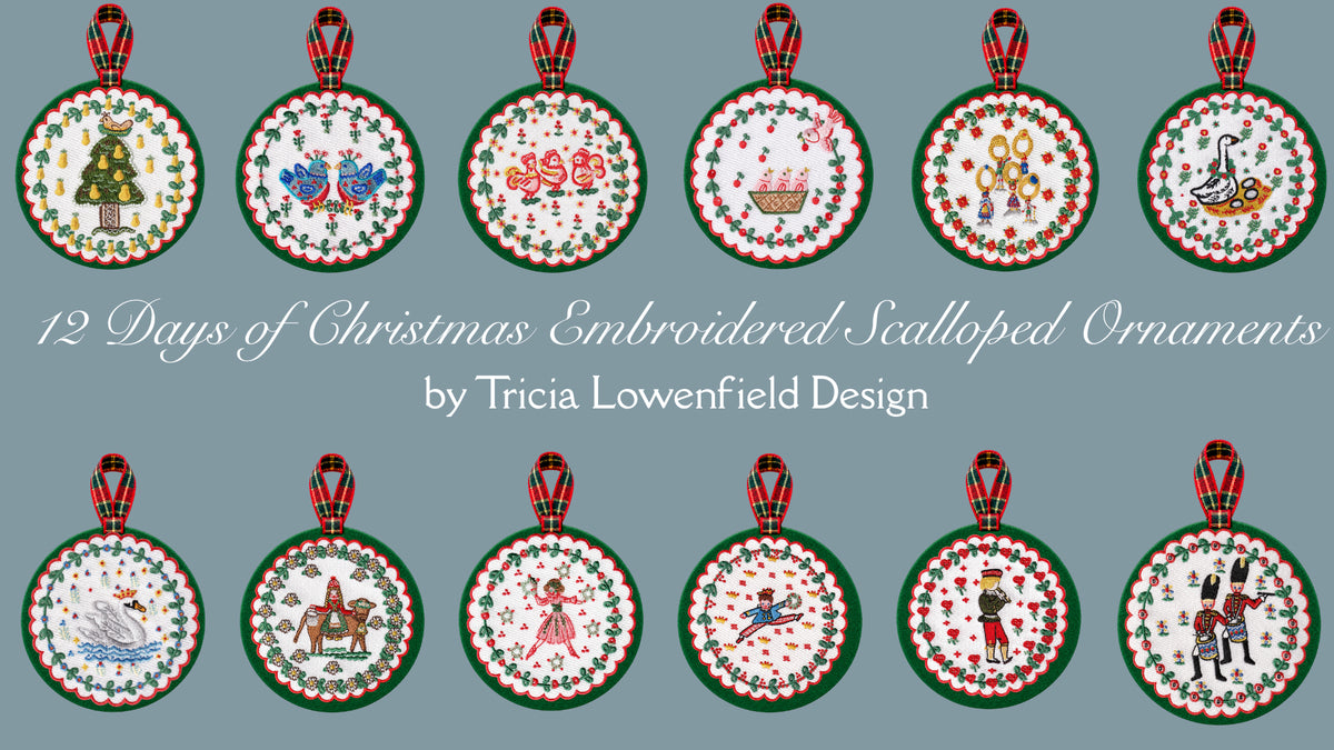 12 Days of Christmas Embroidered Ornament Set, Set of 12