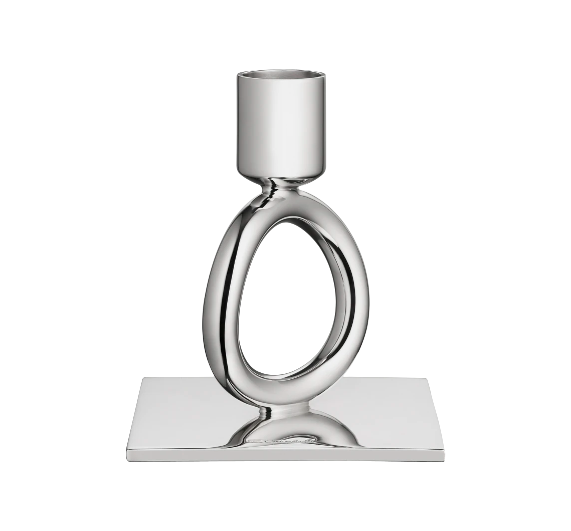 Vertigo Silver-plated 1-Ring Candlestick