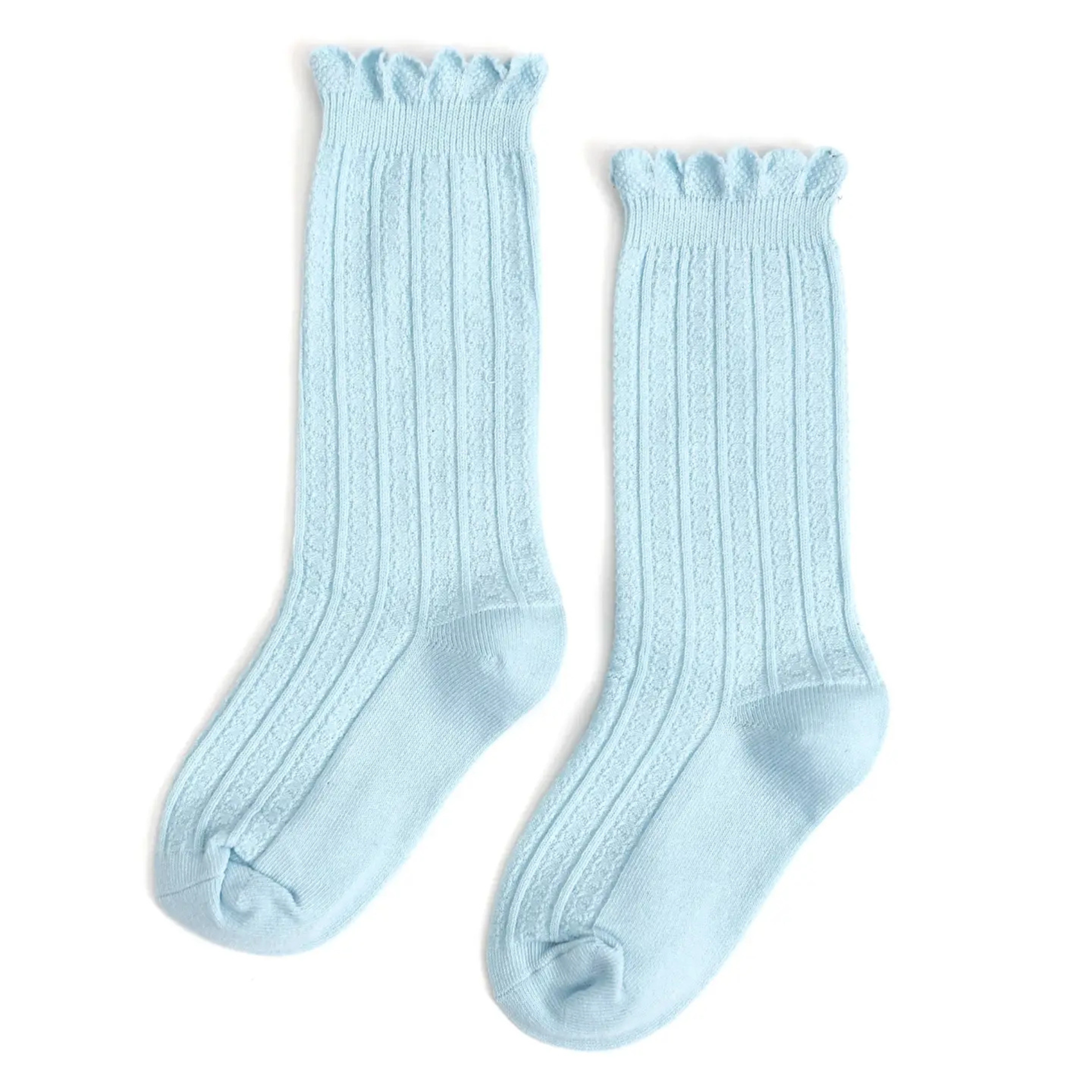 Scalloped Knee Socks in Berkeley Blue