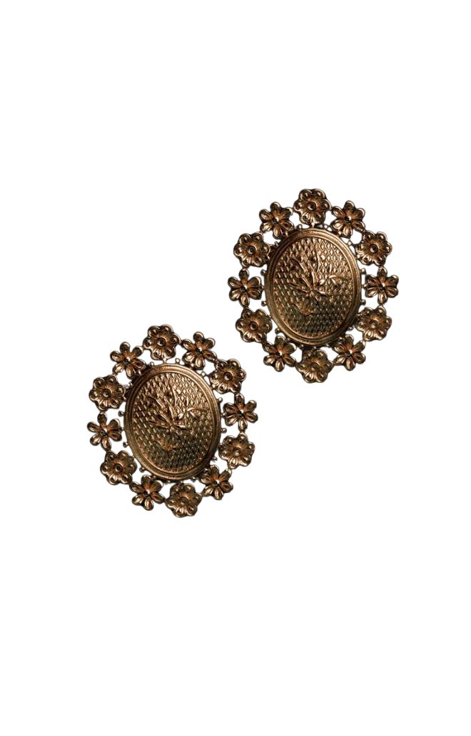 V. Chapman x Kristopher Brock Floral Motif Earrings in Gold