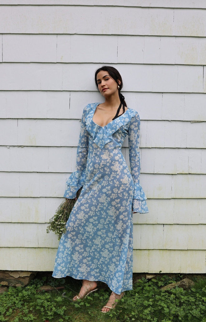 OTM Exclusive: Shellona Dress in Blue Floral
