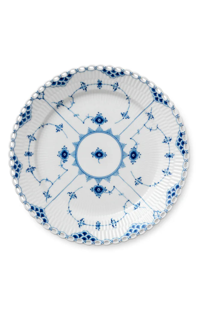 Blue Fluted Full Lace Dinner Plate 10.75"