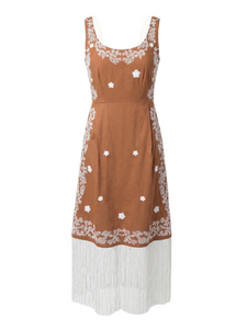 Hannah Dress in Marigold Honey Embroidery