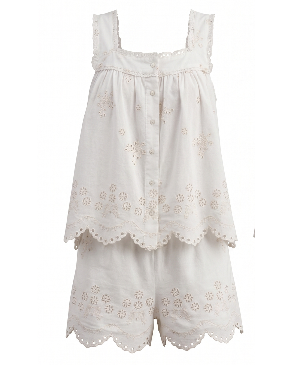 The Caroline Short Set in White Eyelet