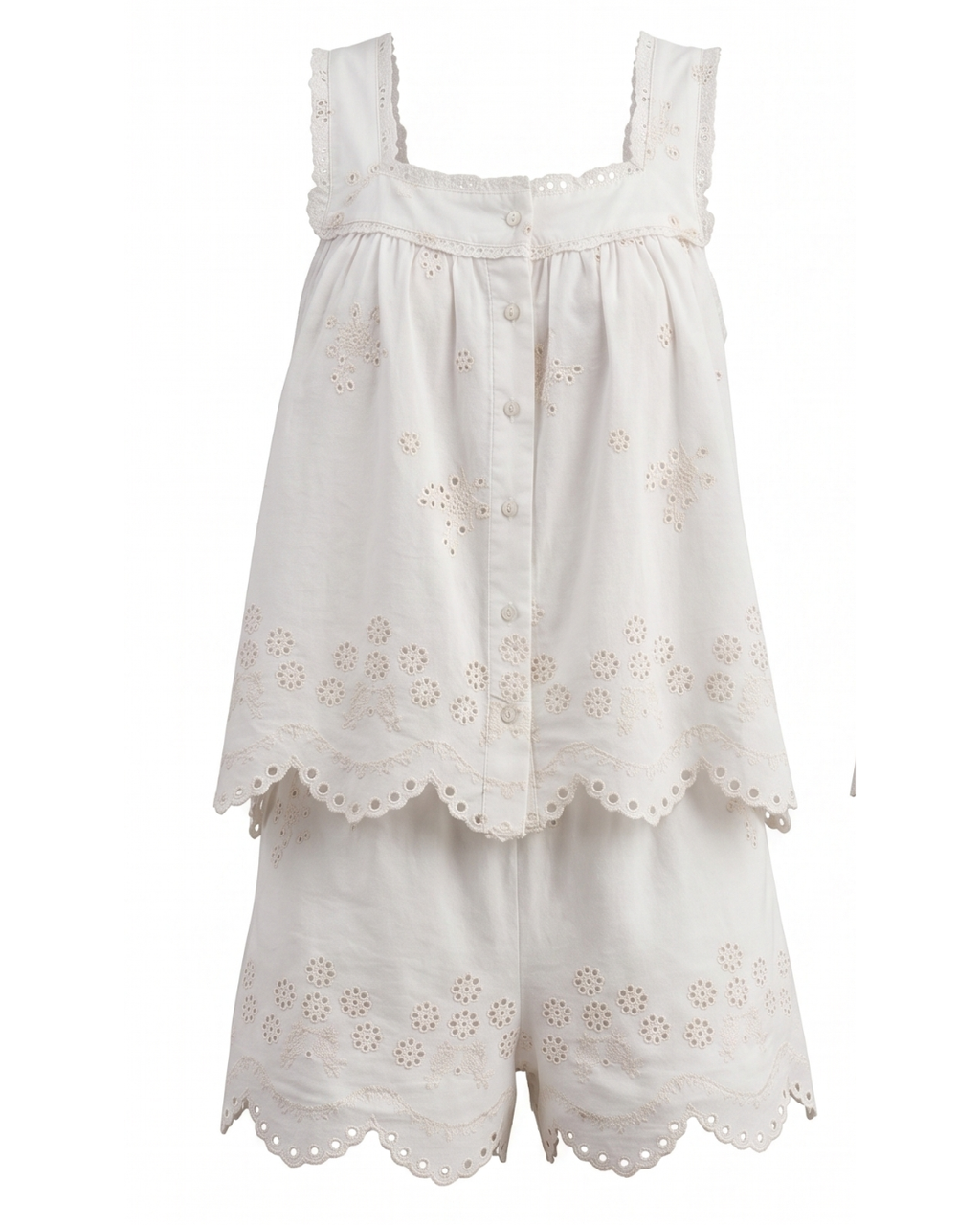 The Caroline Short Set in White Eyelet