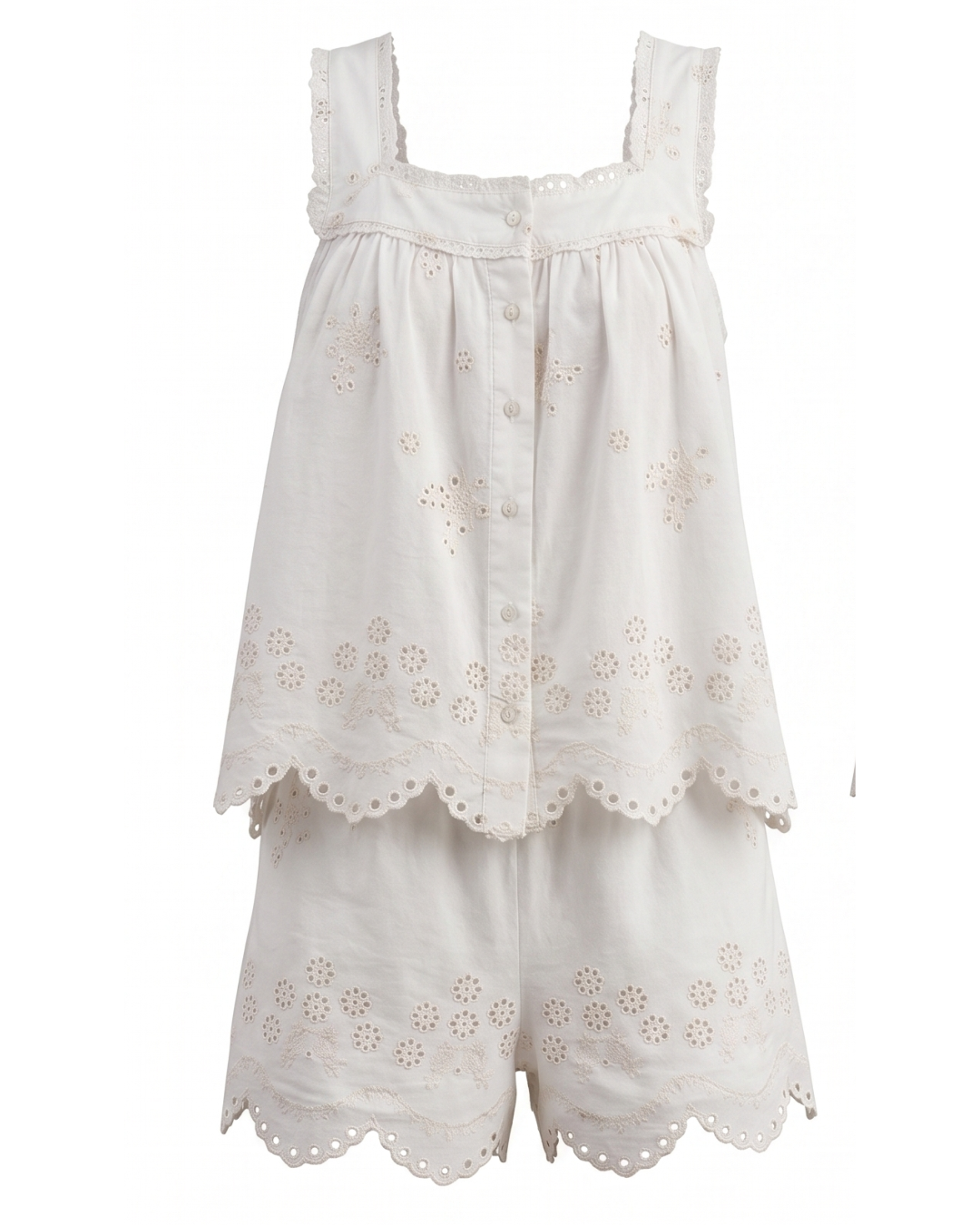 The Caroline Short Set in White Eyelet