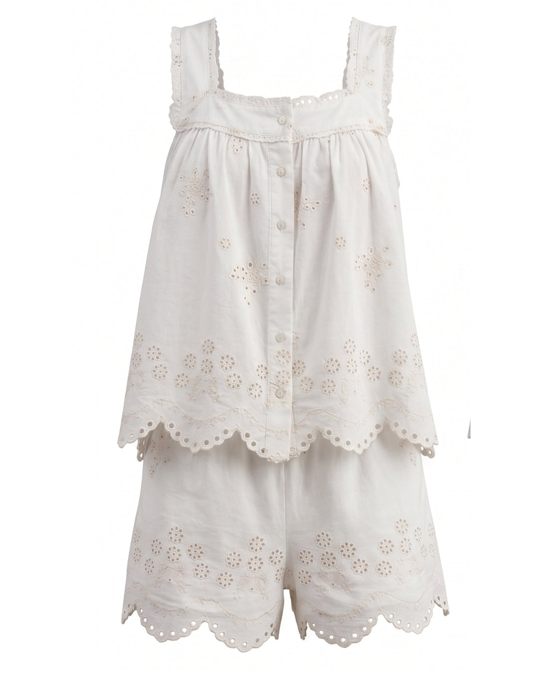 The Caroline Short Set in White Eyelet