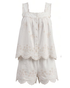 The Caroline Short Set in White Eyelet