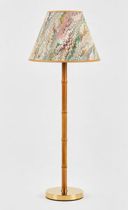 16" hand-marbled empire lamp with bamboo-style wooden base and brass foot