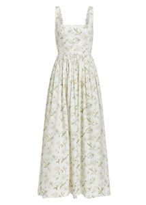 Scoop Neck Dress in White Hibiscus