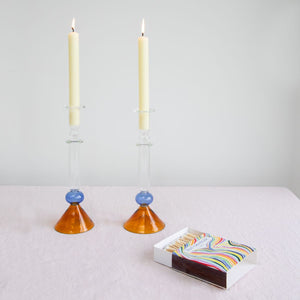 Martini Glass Candlestick in Amber