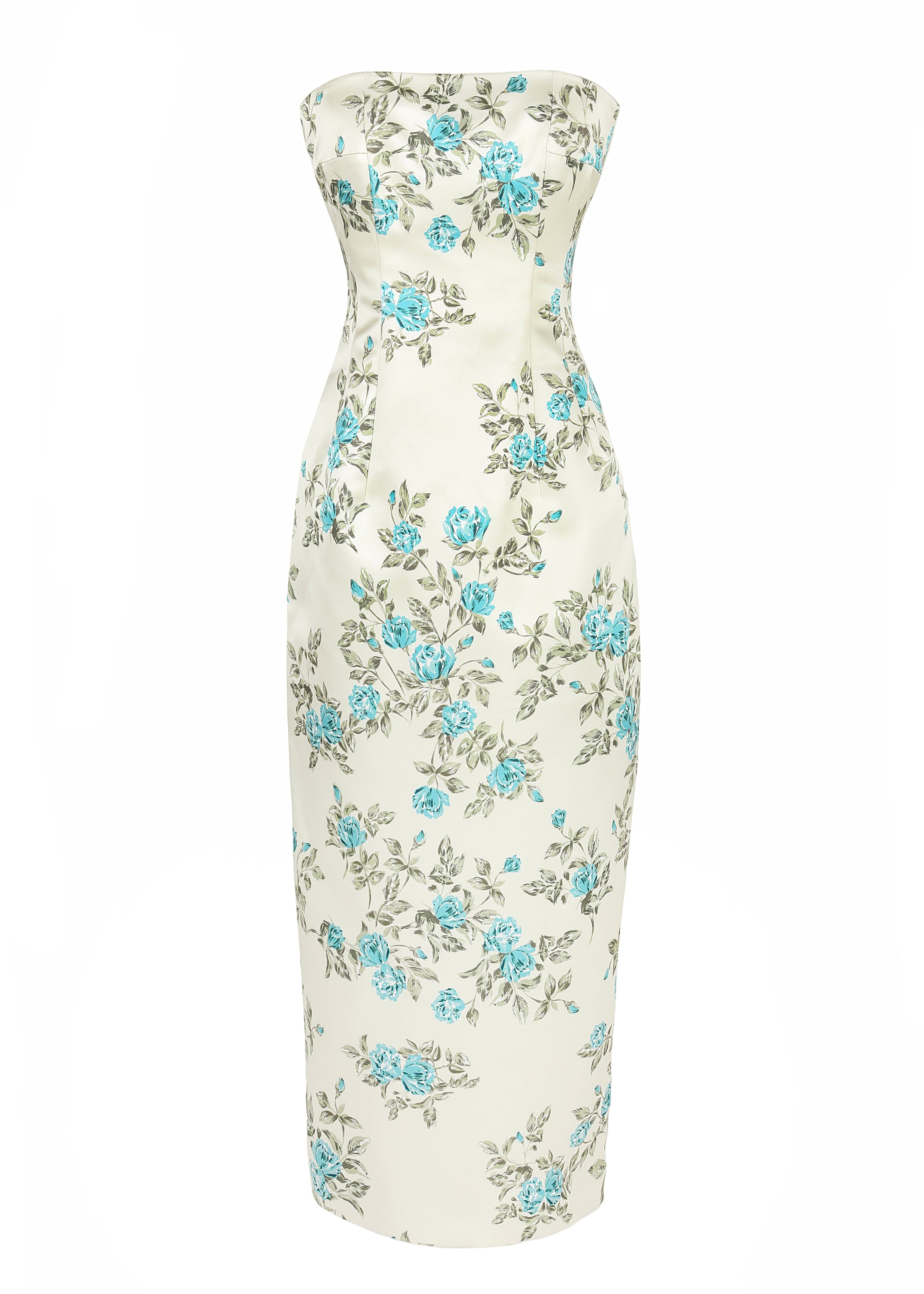 Sabina Silk Jacquard Midi Dress / Green Brushed | Juan de