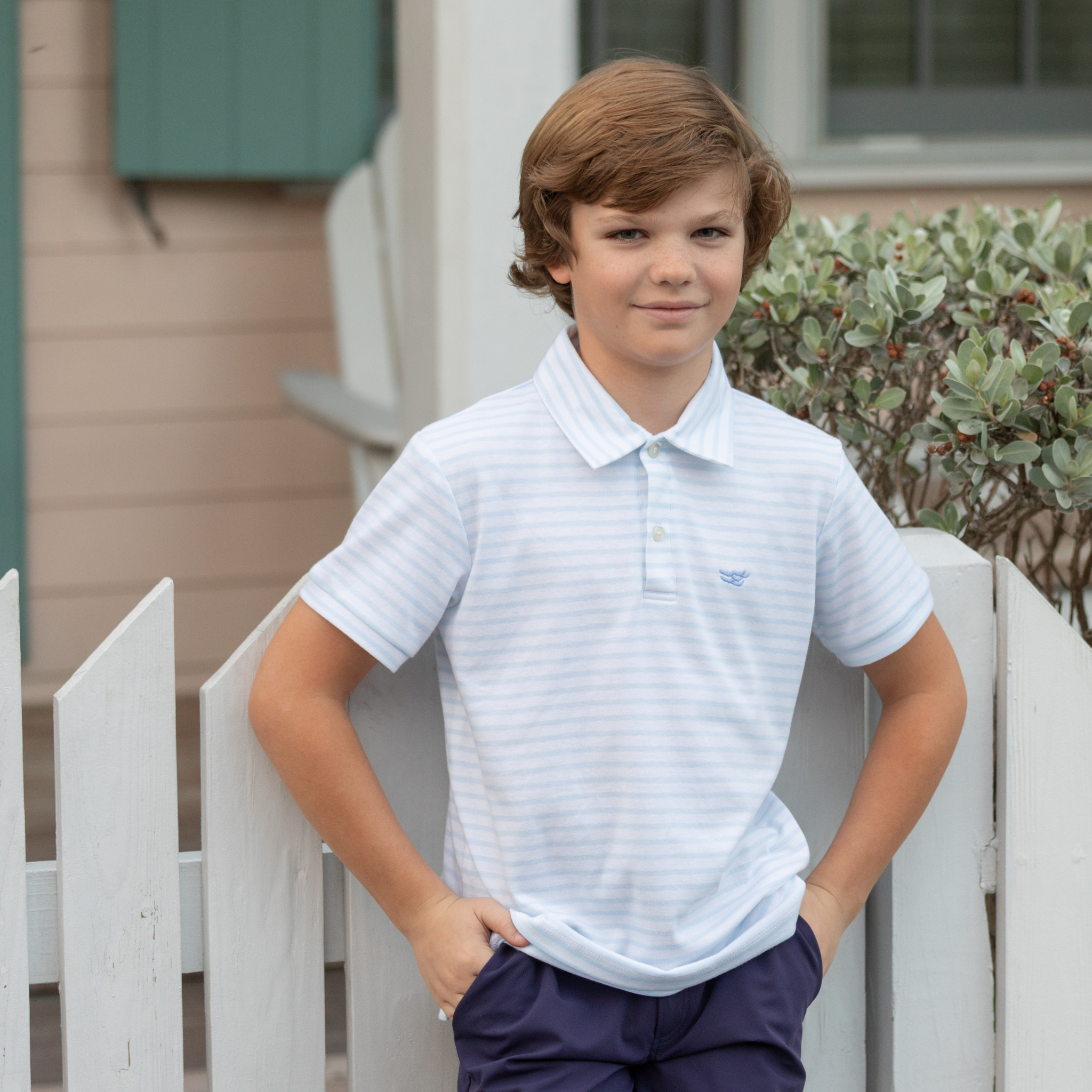 Henry Duvall classic white boys polo in soft cotton, timeless preppy wardrobe staple for school and dressier occasions