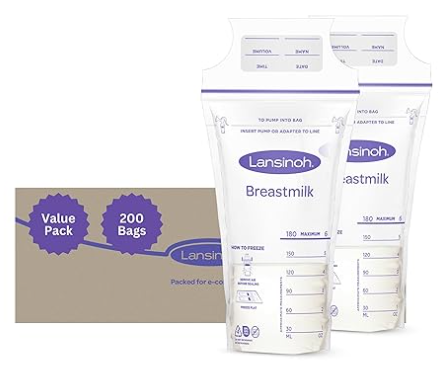 Amazon Prime includes: Lansinoh Milk Storage Bags, 200 Count Value Pack, Easy to Use Breast Milk Storage Bags for Feeding, Presterilized, Hygienically Doubled-Sealed for Refrigeration and Freezing, 6 Ounce