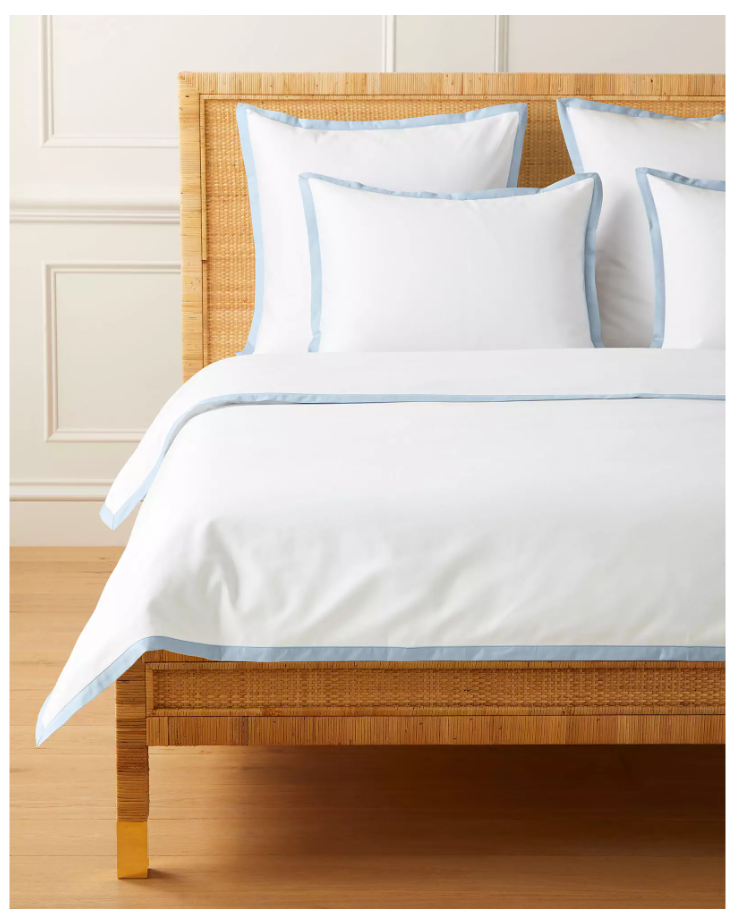 Border Frame Sateen Duvet Cover (King - Coastal Blue)