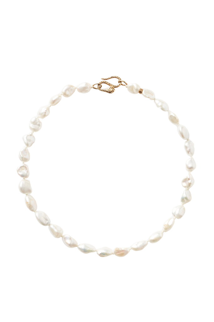 White Keshi Pearl Cobra Necklace