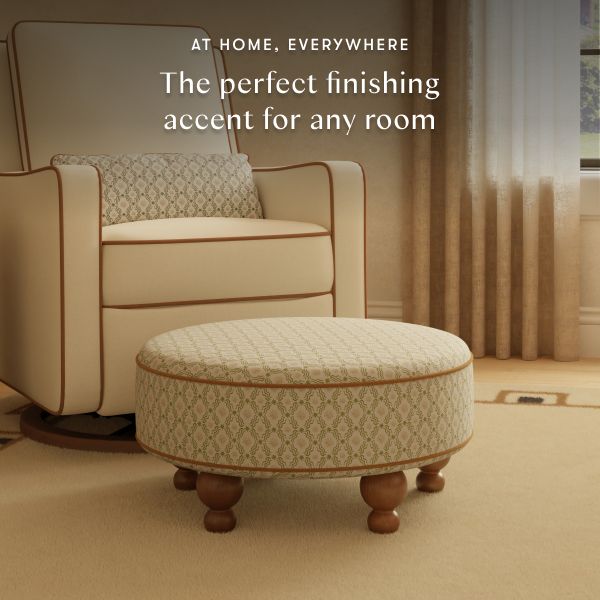 Astre Ottoman by Nate Berkus in Performance Olive Star Eco-Crossweave with Toffee Feet