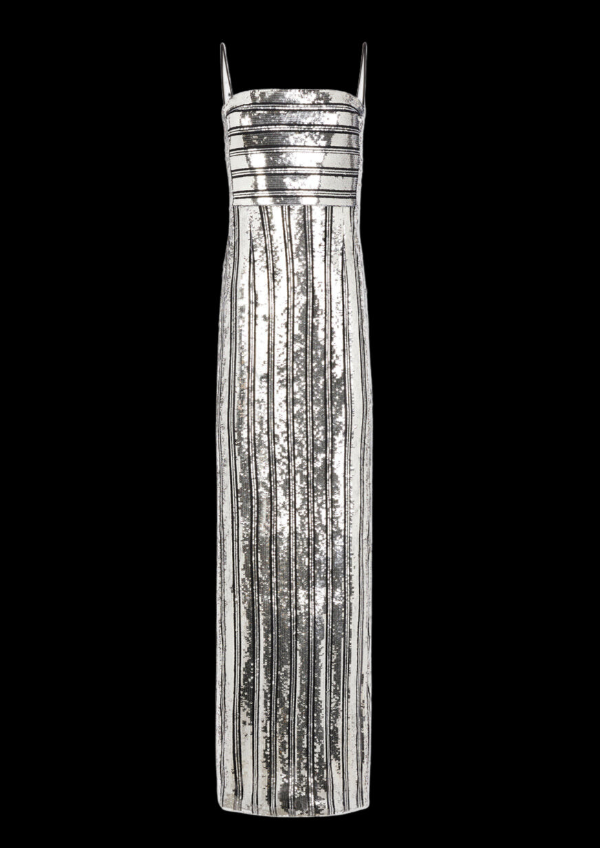Galvan London  Sequin Stargaze Bandeau Dress - Silver – Galvan