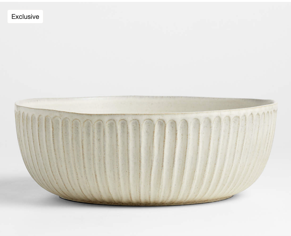 Carmel Ceramic Extra Large Serving Bowl with Ridge by Gaby Dalkin