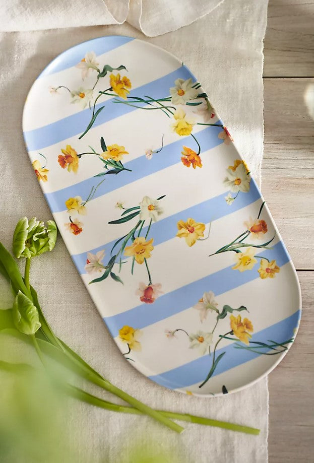 By Hope Daffodil Stripe Melamine Serving Platter