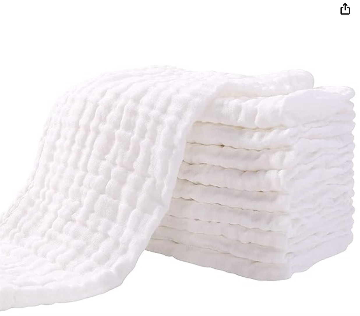 Yoofoss Muslin Burp Cloths for Baby 10 Pack 100% Cotton Baby Washcloths for Boys Girls Large 20''X10'' Super Soft and Absorbent White