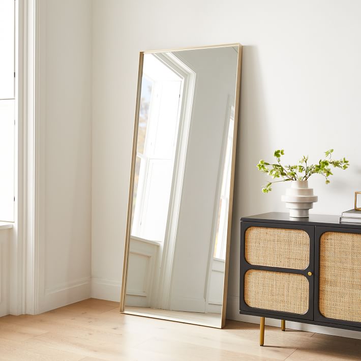 Deep Frame Thin Metal Floor Mirror