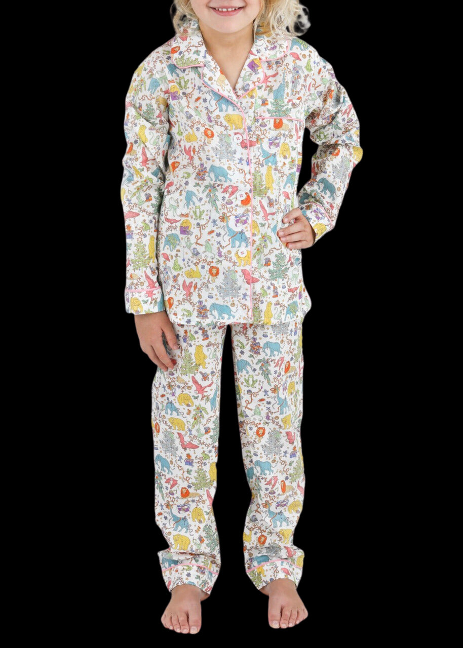 Children’s Liberty of London Holiday Pajama Set in White