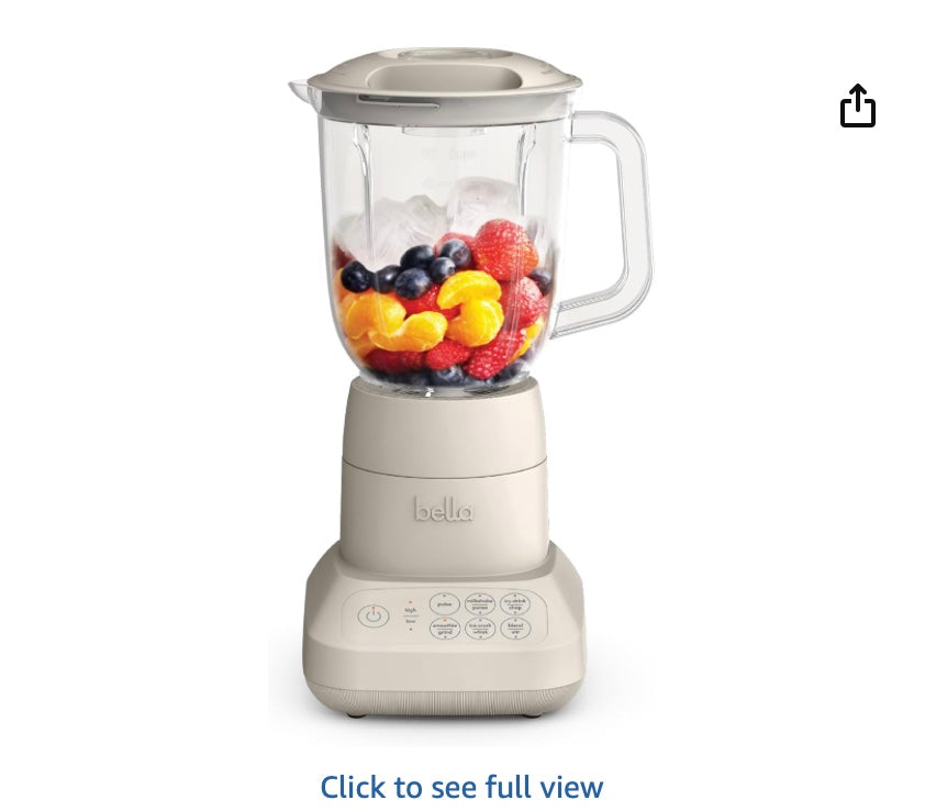 bella 10 Speed Countertop Blender, Juicer & Smoothie Maker, Fits-anywhere™ Kitchenware, Slim Flip & Store Design, Dishwasher Safe 48oz Capacity Pitcher & Lid, Stainless Steel Blade, 450 Watt, Oatmilk