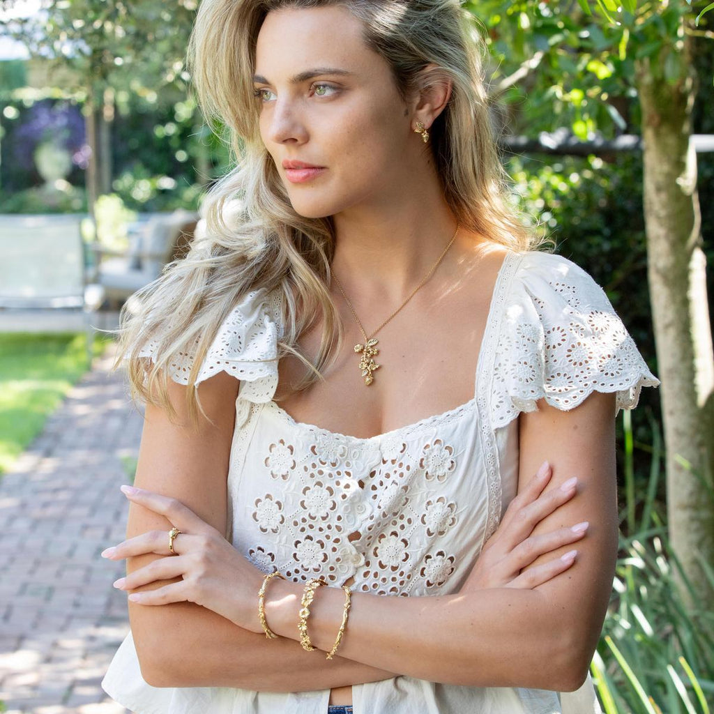 Meadow Bouquet Charm Necklace in Gold