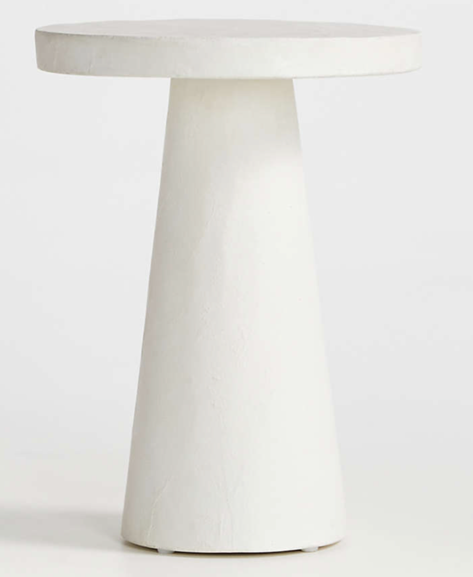 Willy White Plaster Pedestal Side Table