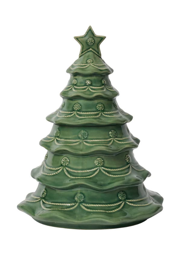 Berry & Thread Christmas Tree Cookie Jar With Lid in Basil