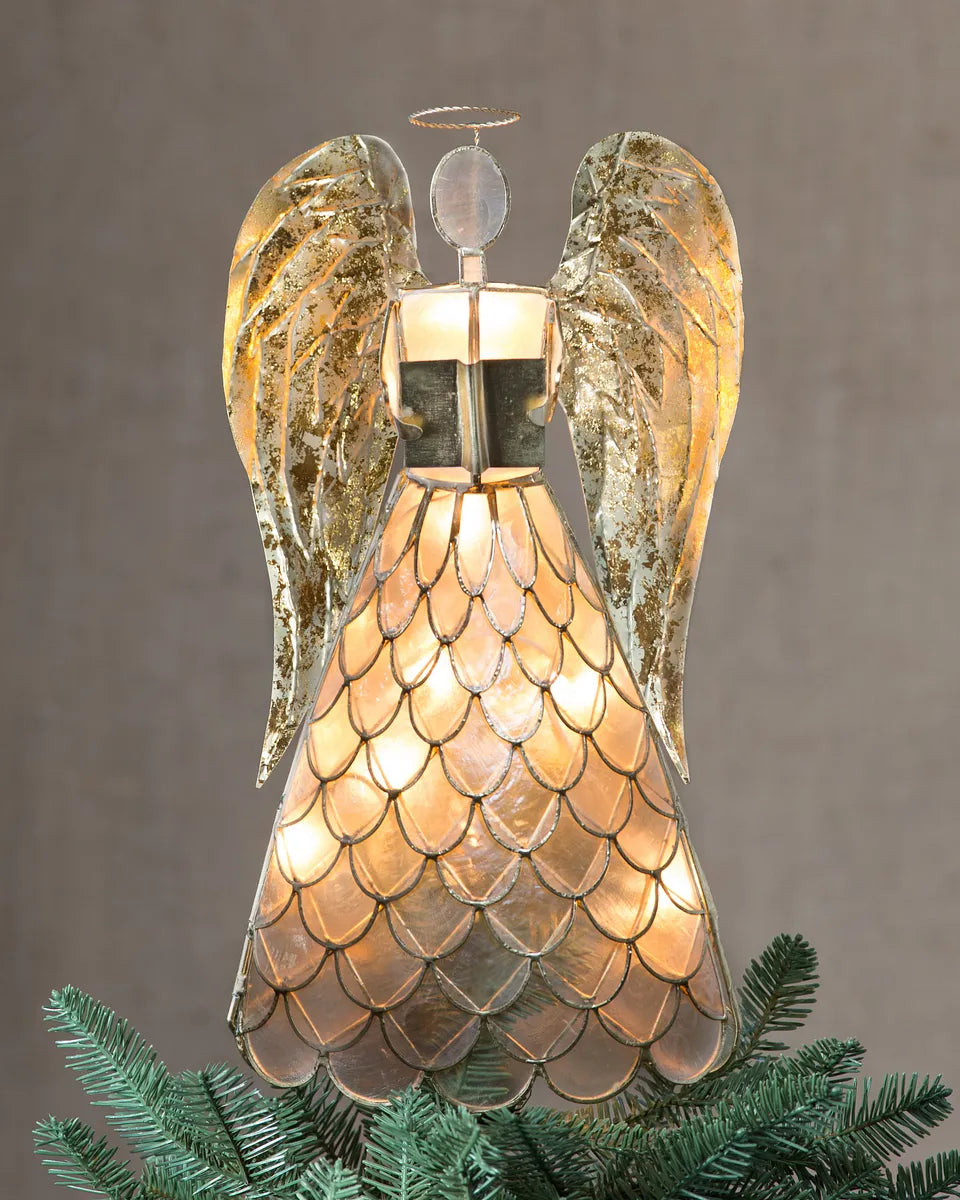 Capiz Angel Lighted Tree Toppers