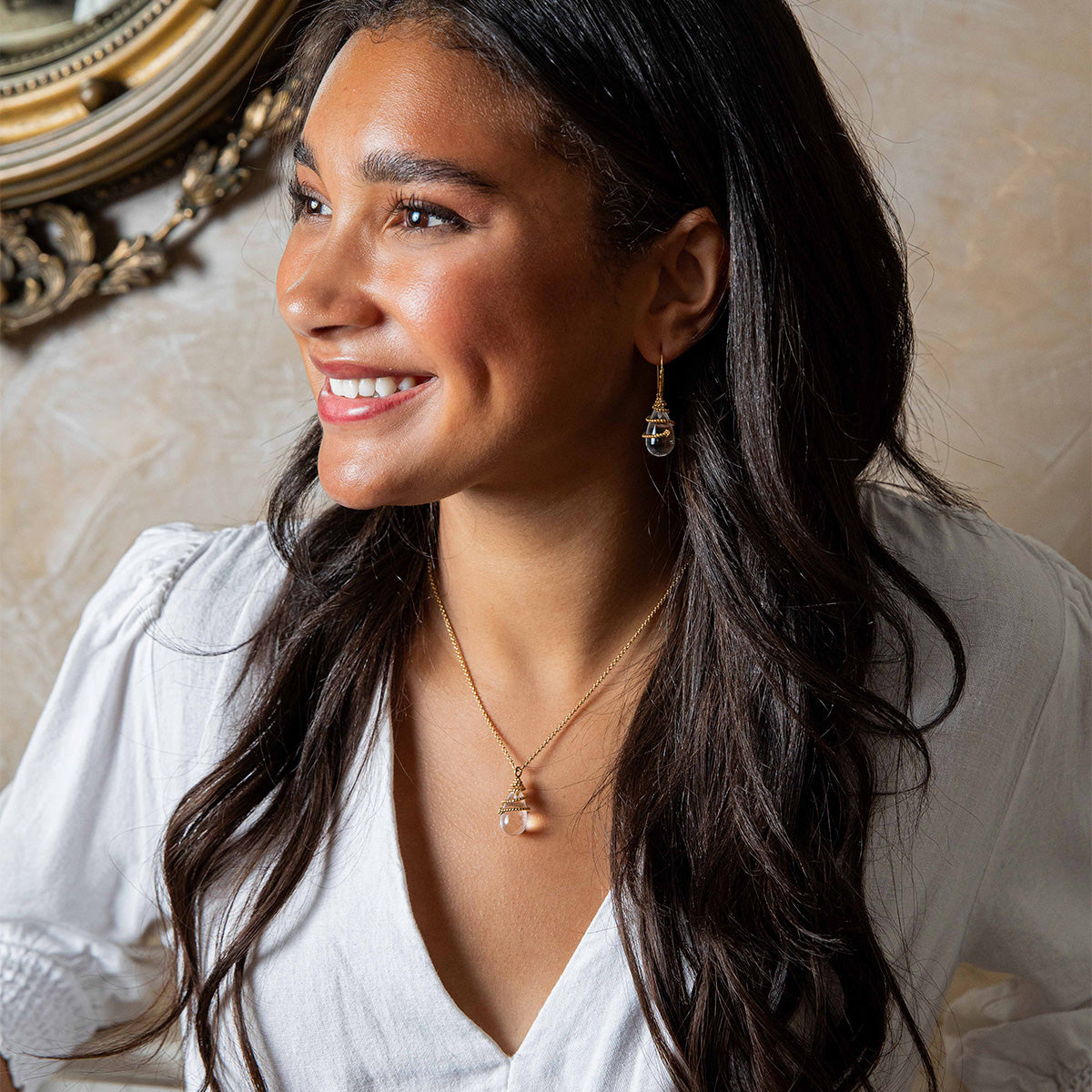 Lily Drop Earrings in Clear Quartz