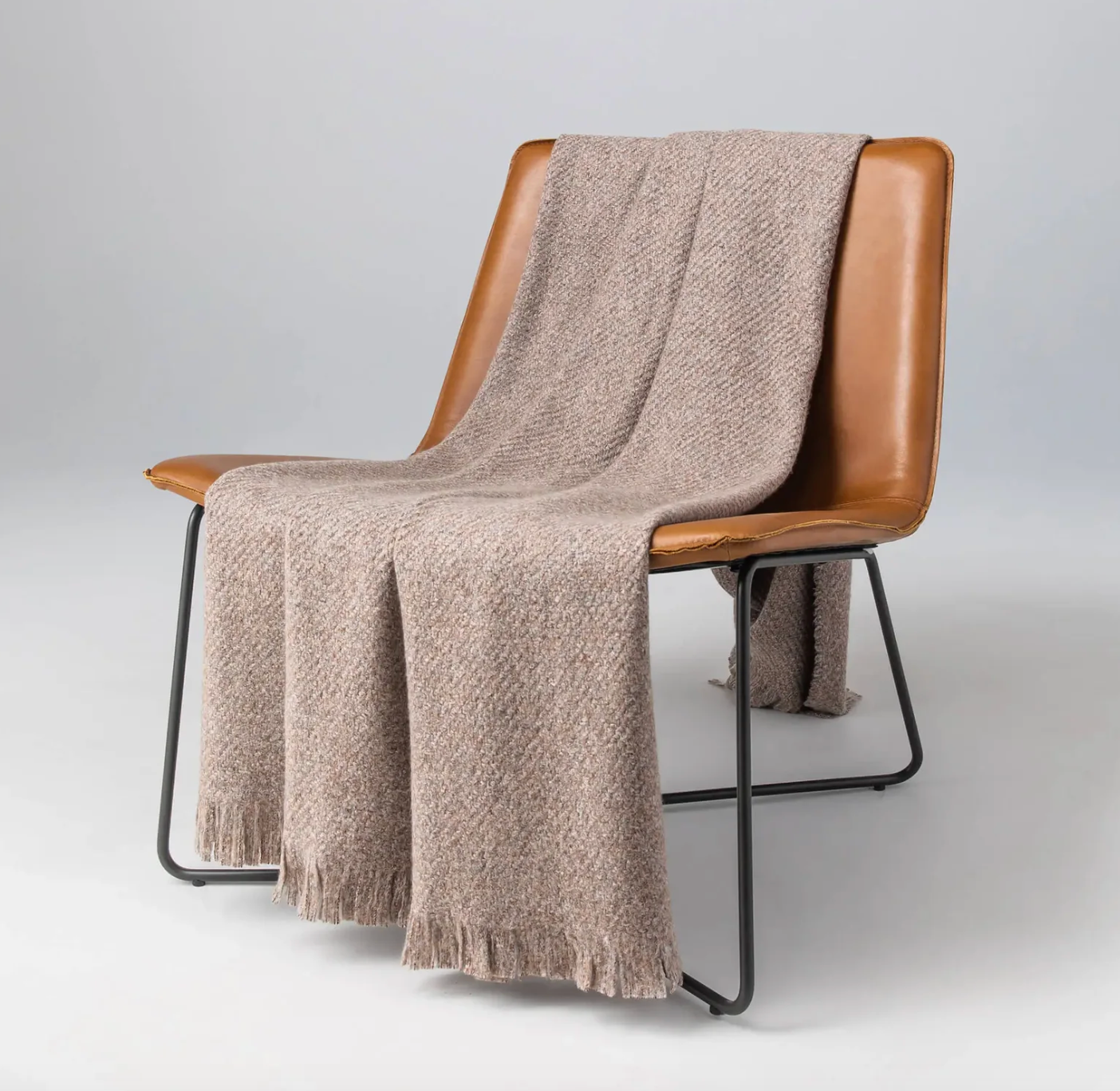 Brushed Bouclé Cashmere Silk Brown Throw